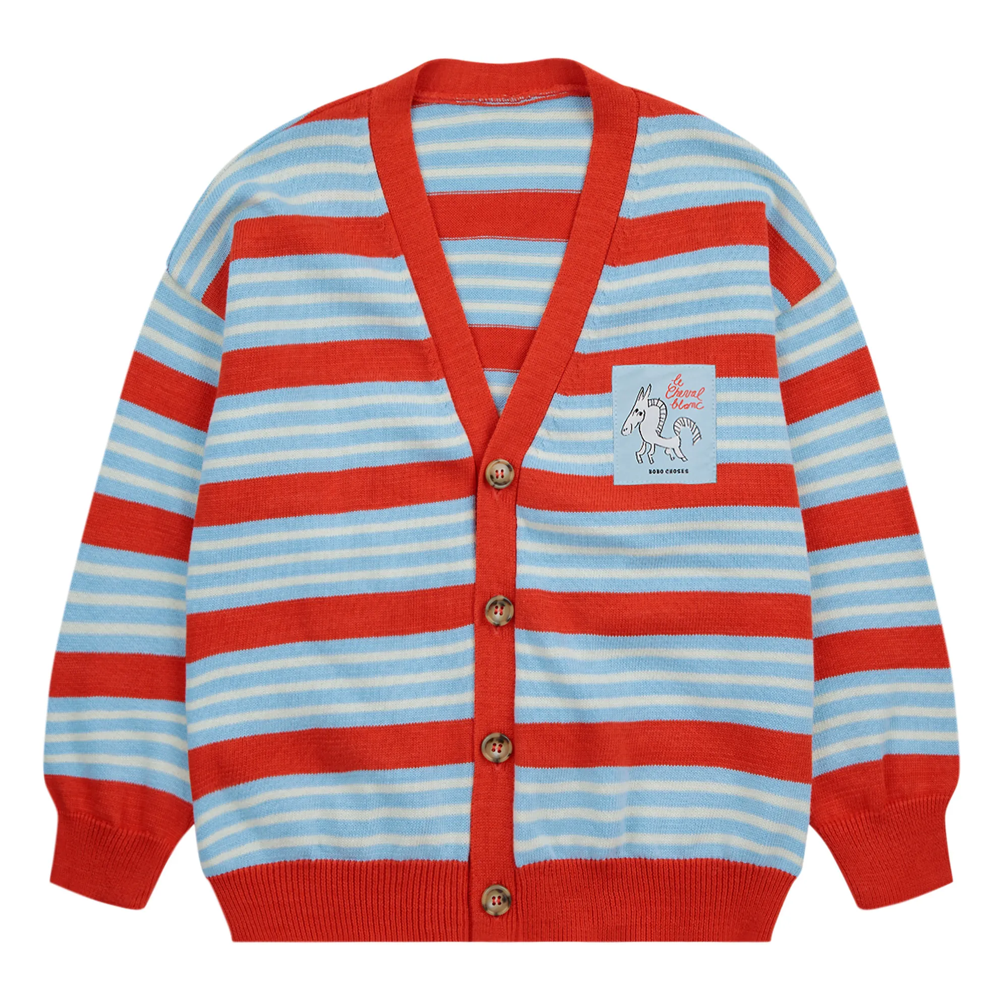 Bobo Choses Unisex Blue Exclusivité X Smallable - Striped Organic Cotton Cardigan