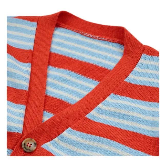 Exclusivité Bobo Choses x Smallable - Striped Organic Cotton Cardigan | Blue