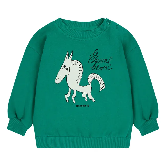 Exclusividad Bobo Choses x Smallable - Sweat Organic Cotton Horse Baby | Verde