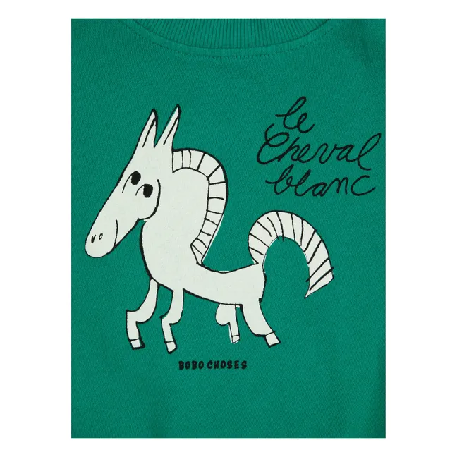 Exclusividad Bobo Choses x Smallable - Sweat Organic Cotton Horse Baby | Verde