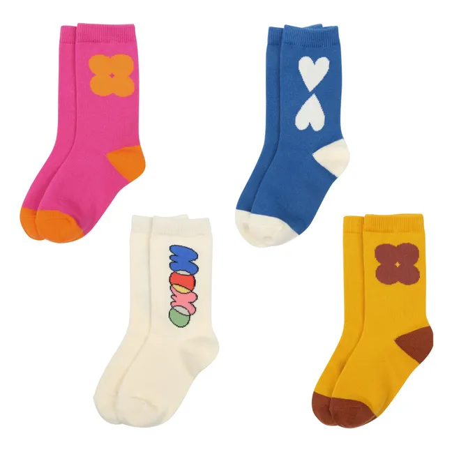 4er-Pack Socken Blume | Senffarben