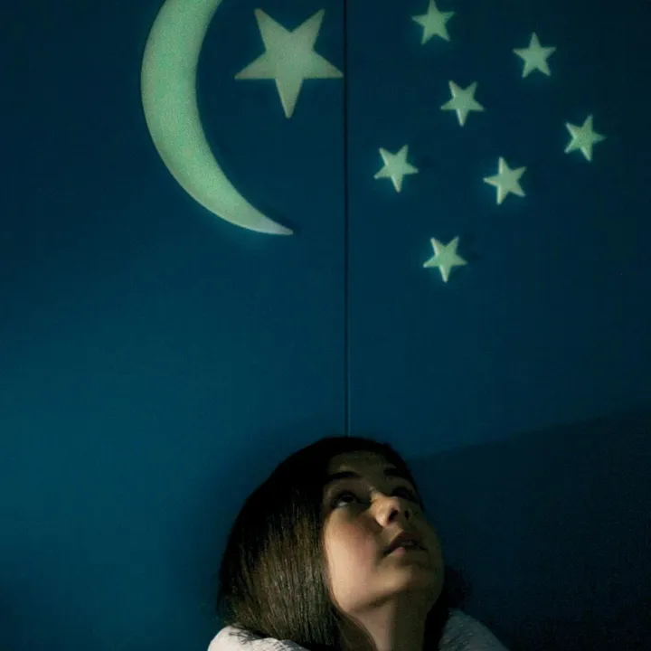 201 étoiles Phosphorescentes + Lune - Autocollants Plafond Chambre Enfant - Effet Nuit étoilée - Résine écologique