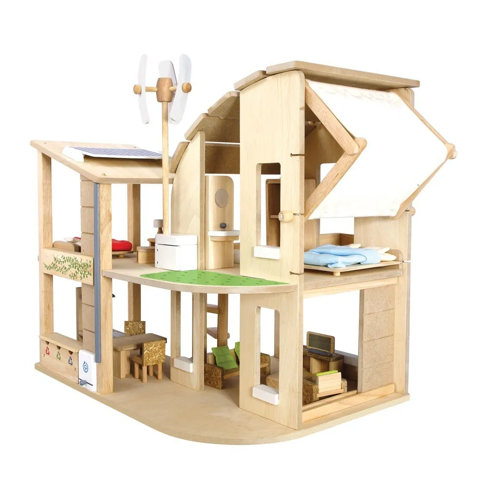 Plan Toys Natural Eco-Friendly Furnished Dollhouse