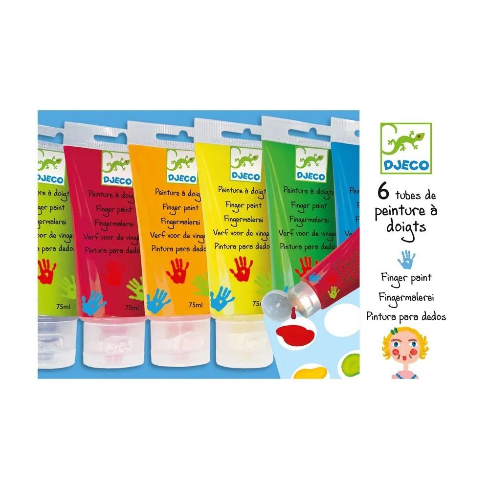 Djeco Multicoloured 6 Finger Paint's Tube