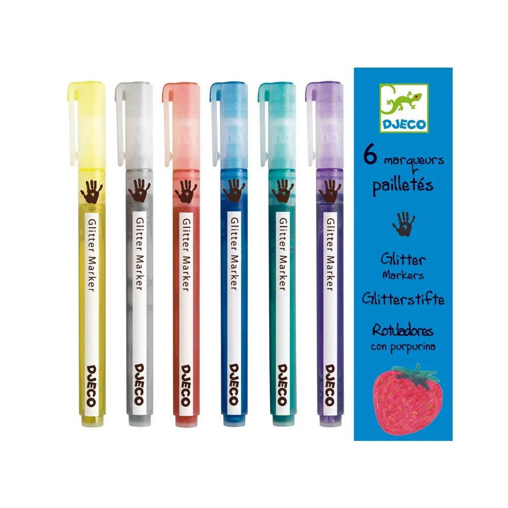 Djeco Multicoloured 6 Glitter Markers