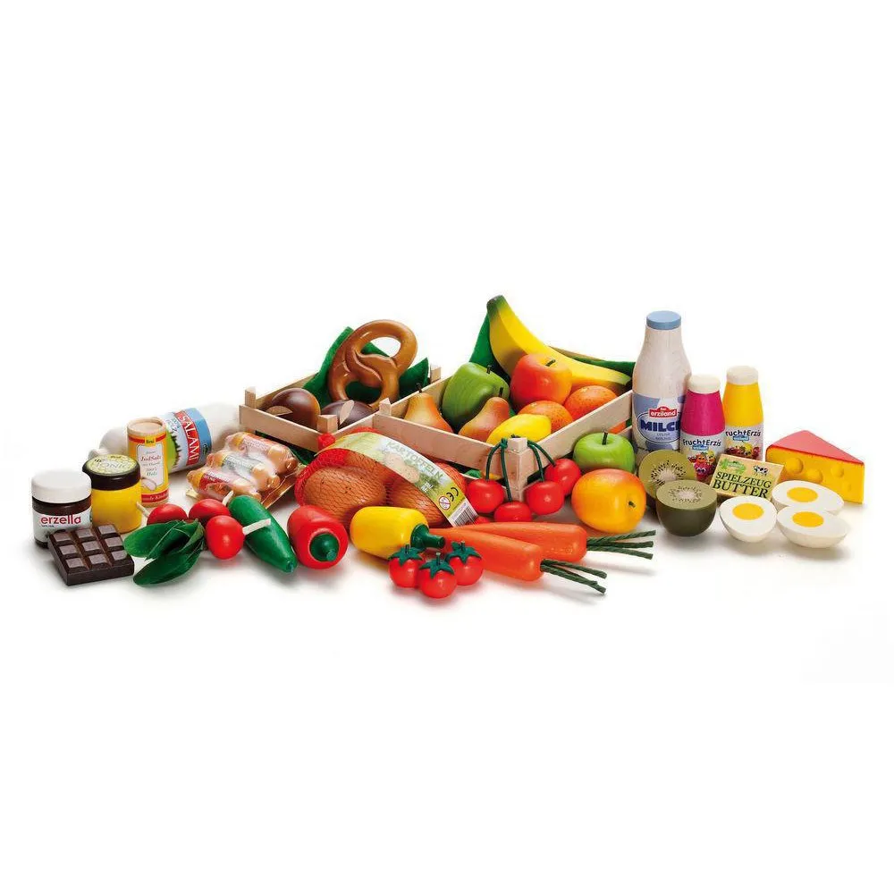Erzi Multicoloured Wooden Market Set - 43 Pieces