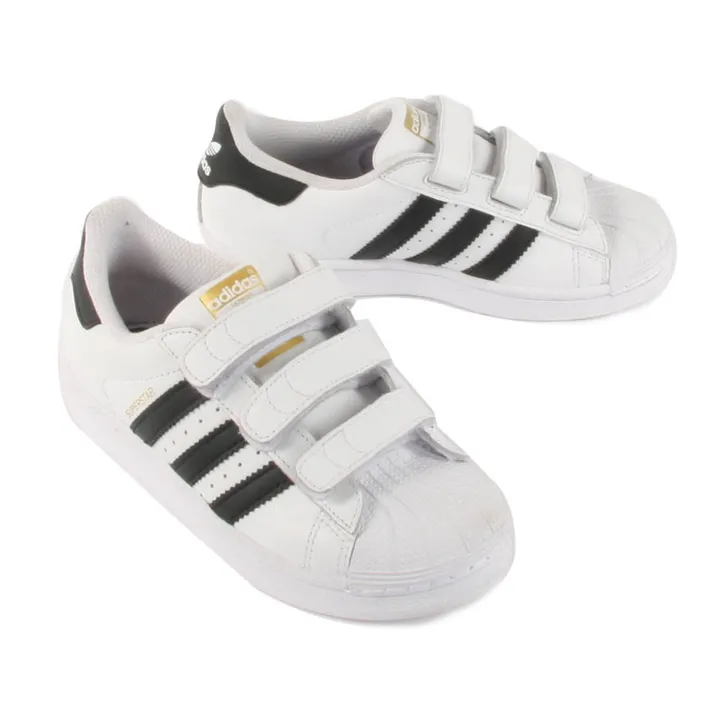 Adidas - Superstar Foundation Black Velcro Sneakers - White | Smallable
