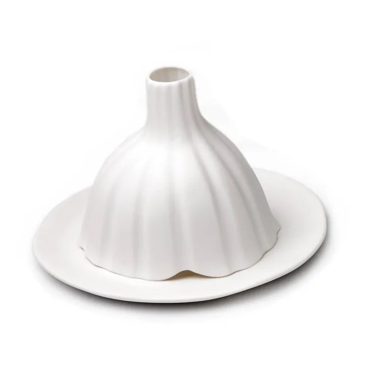 Matt Striped Candle Holder | White- Product image n°0