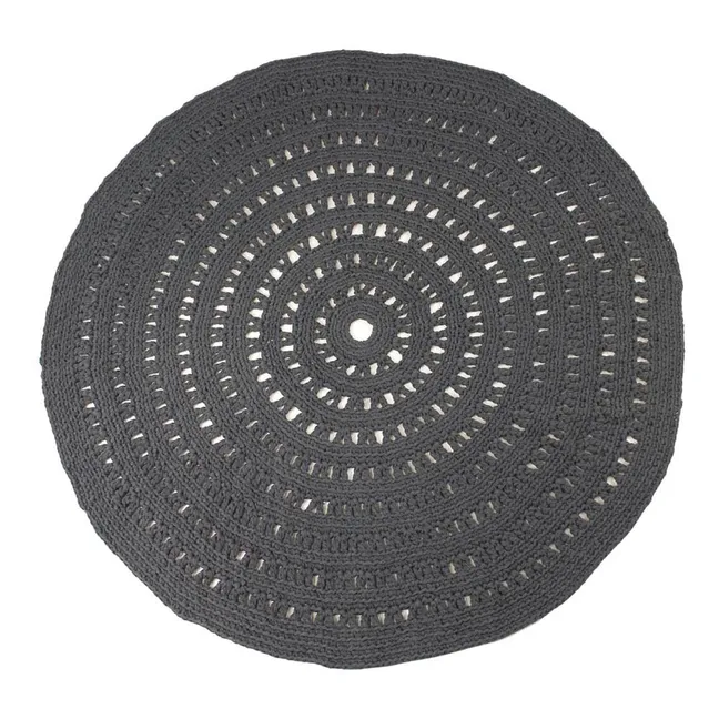 Tapis rond crochet | Gris anthracite
