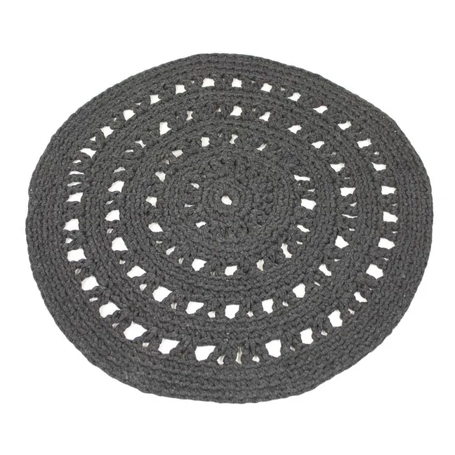 Tapis rond crochet | Gris anthracite