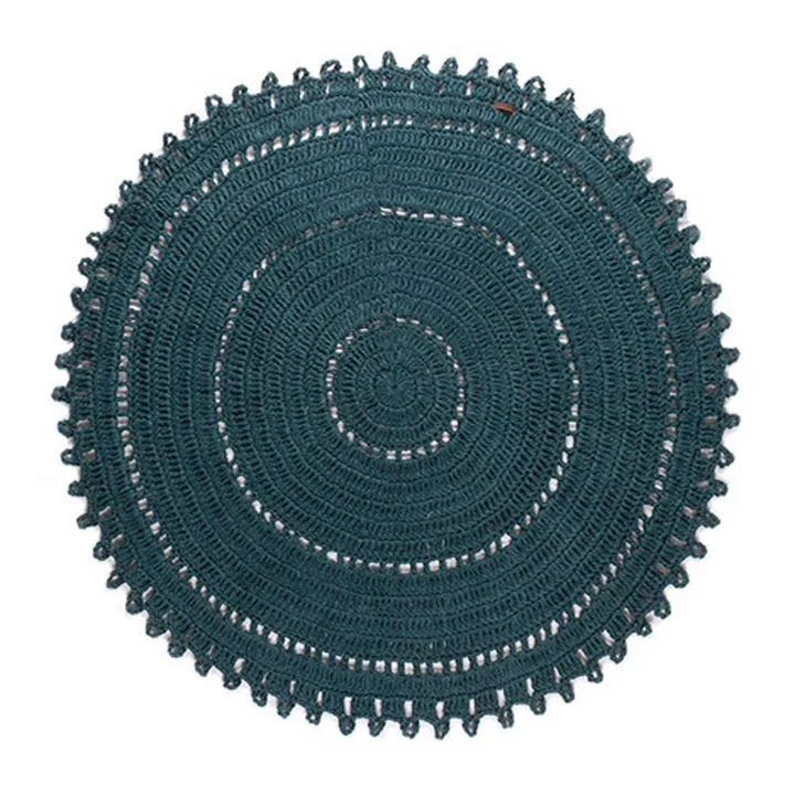 Gypsy Teppich aus Hanf -Rund  | Pfauenblau- Produktbild Nr. 0