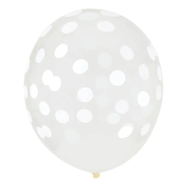 Ballons confettis imprimés blanc - Lot de 5 | Blanc
