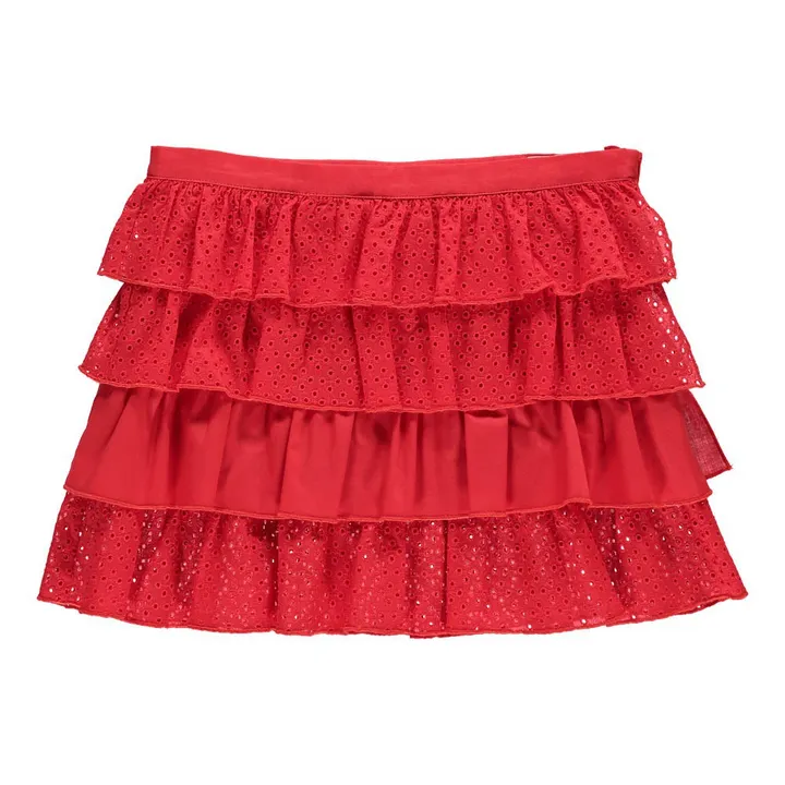 Rykiel enfant Gonna Volants Ricamo Inglese Rosso Smallable