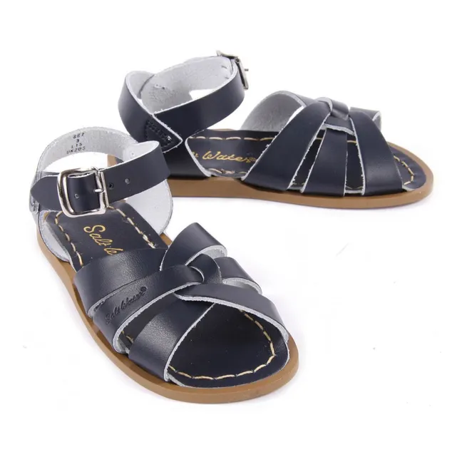 Original Leather Cross Strapped Waterproof Sandals | Navy blue