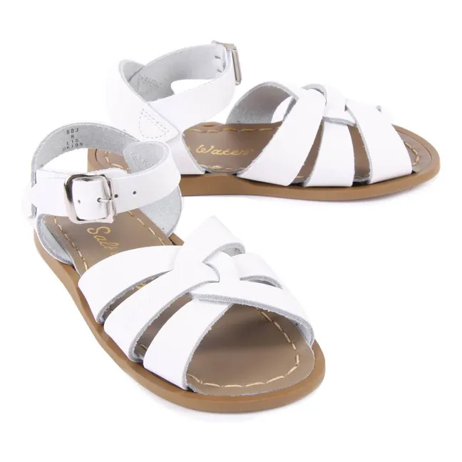 Original Leather Cross Strapped Waterproof Sandals | White