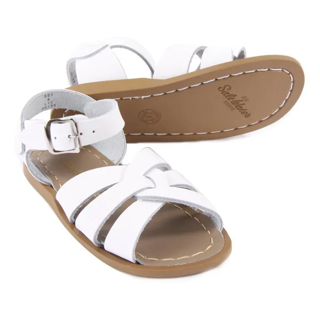 Original Leather Cross Strapped Waterproof Sandals | White