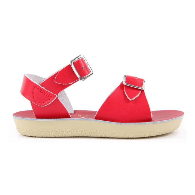 Surfer Double Buckled Leather Waterproof Sandals | Red