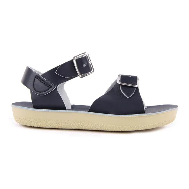 Surfer Double Buckled Leather Waterproof Sandals | Navy blue