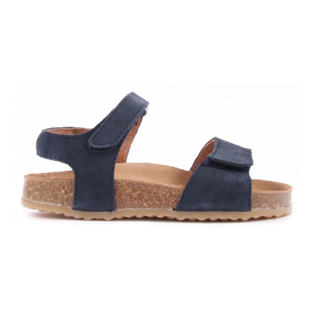 Pèpè Navy Blue Two Con Me Suede Double Velcro Sandals