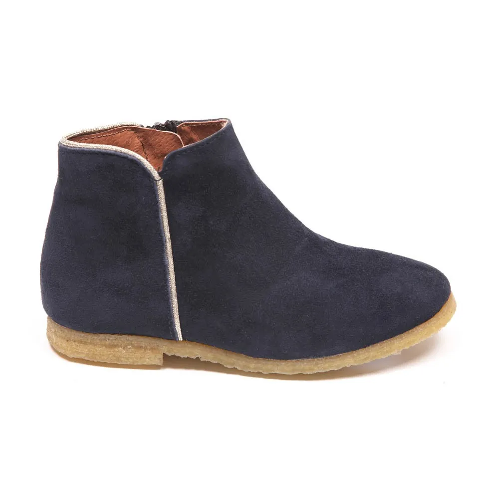 Emile Et Ida Navy Blue Ida Boots With Silver Trim Detail