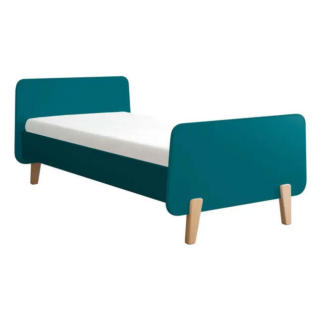 Natural Wood MM Footed Bed | Peacock blue