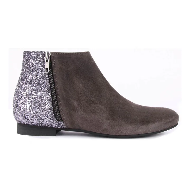 Jenifer Suede and Sequin Back Boots with Zip | Charcoal grey- Product image n°0