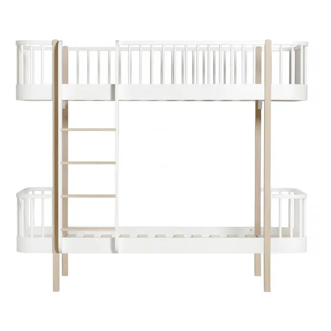 Oak Bunkbed Wood with Front Ladder 90x200cm