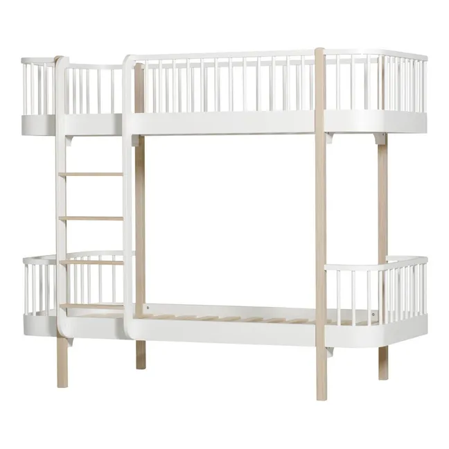 Oak Bunkbed Wood with Front Ladder 90x200cm