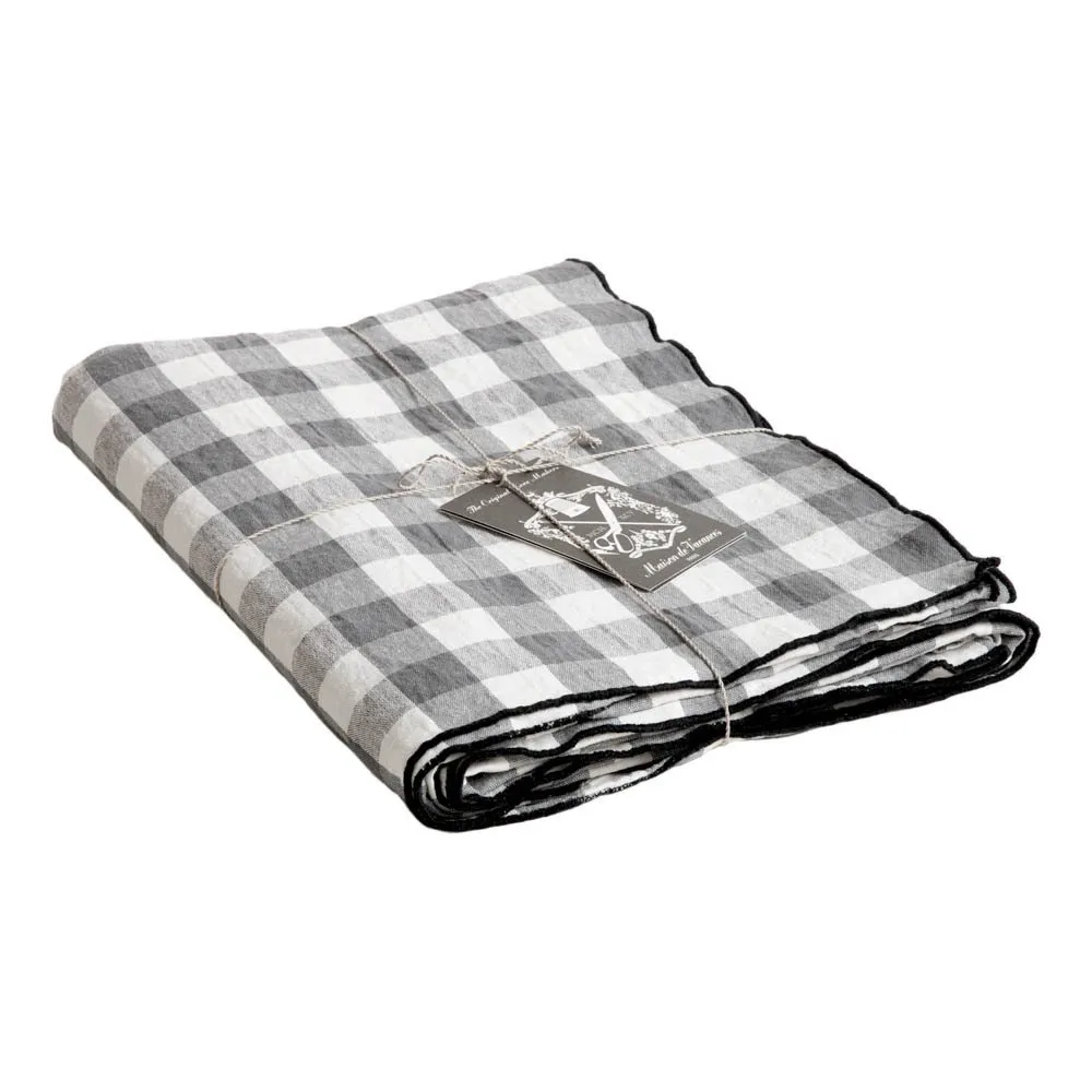 Nappe rectangulaire Bourdon toile mimi | Vichy Ardoise- Image produit n°0