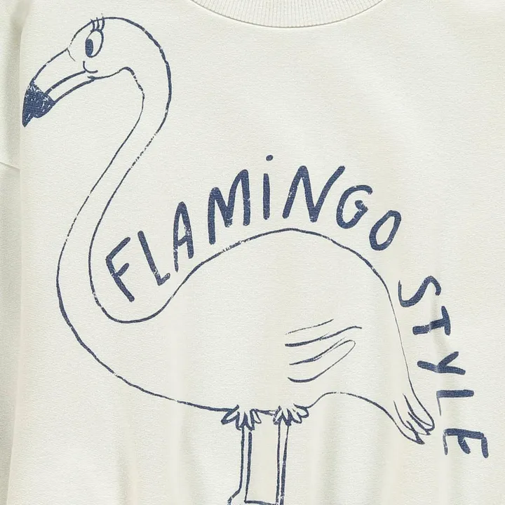 Felpa Flamingo Cotone organico | Ecru- Immagine del prodotto n°2