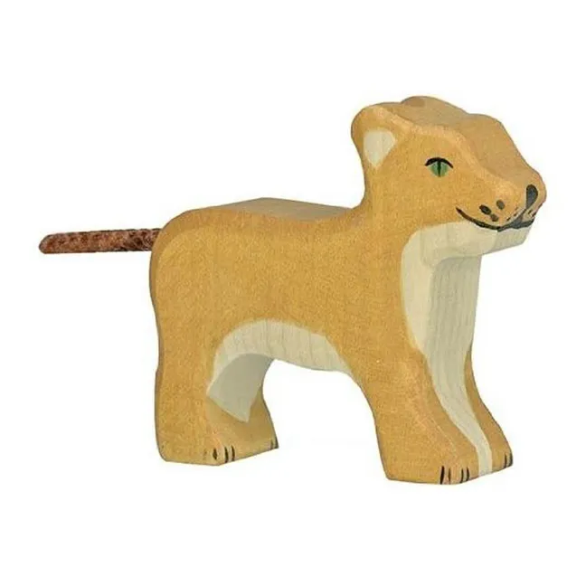 Small Wooden Lion Figurine