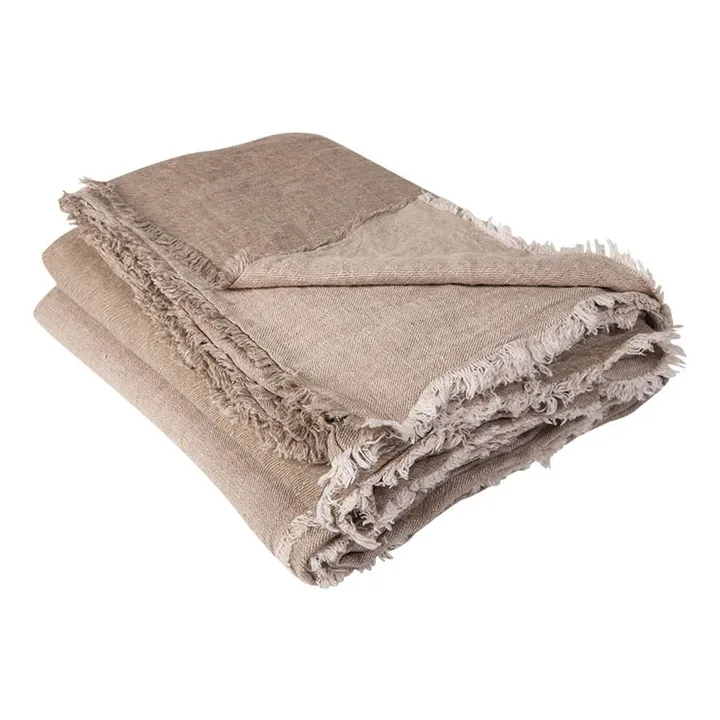Decke mit Franzen aus Leinen  | Taupe/Ciment- Produktbild Nr. 0