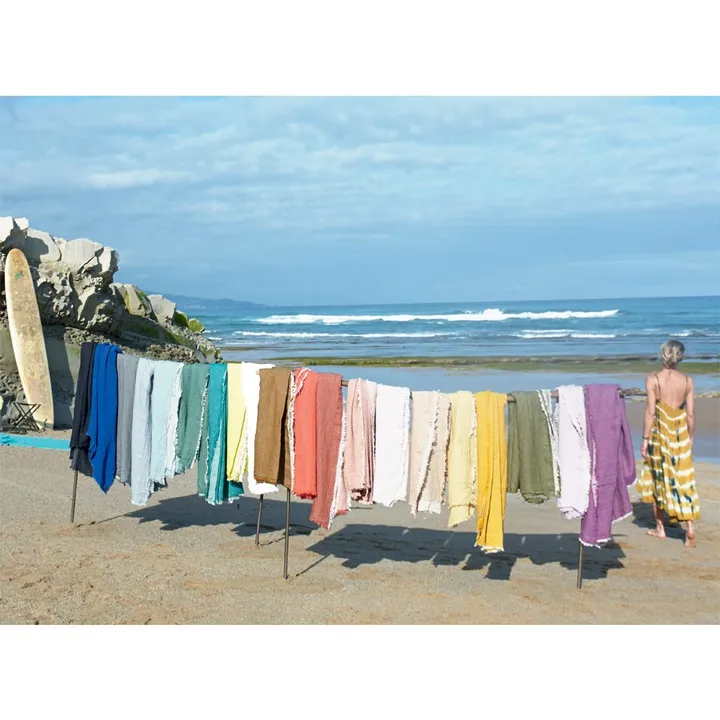 Manta viceversa flecos lino arrugado Topo ciment | Taupe/Ciment- Imagen del producto n°1