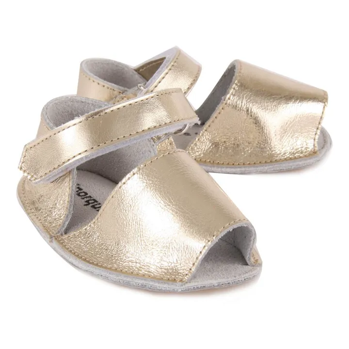Frailera Quilted Velcro Sandals | Gold- Product image n°1