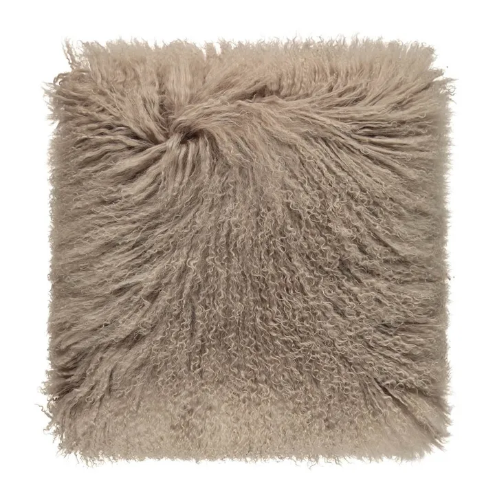 Tibetan Goat Skin Cushion | Taupe brown- Product image n°0