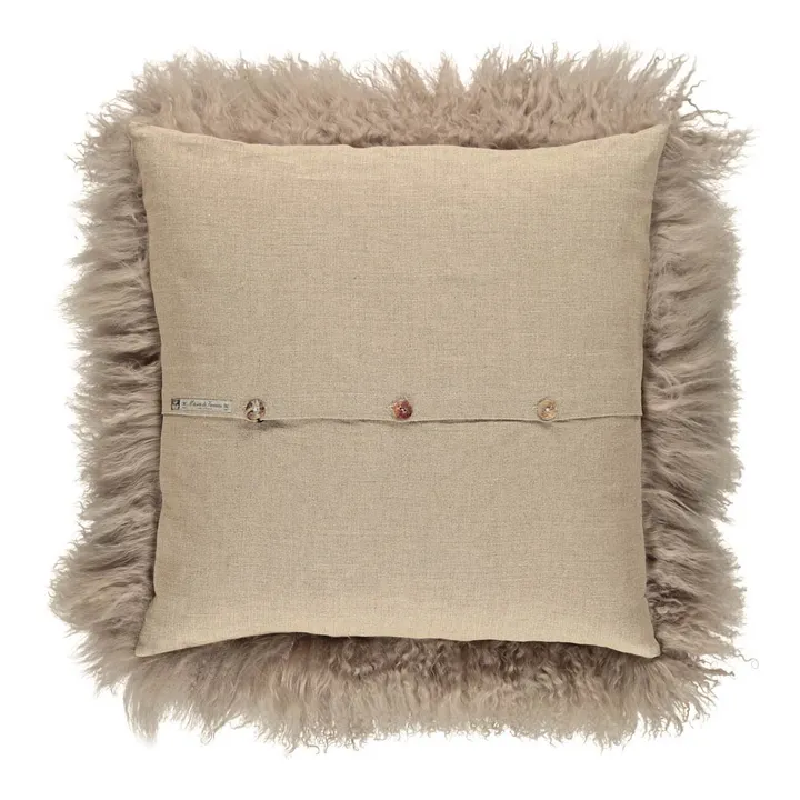 Tibetan Goat Skin Cushion | Taupe brown- Product image n°1