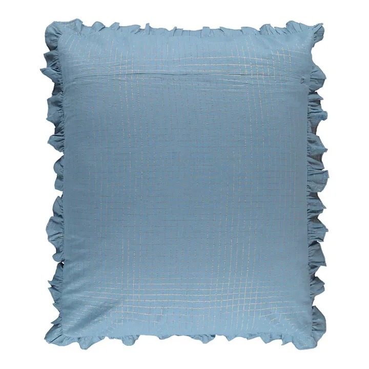 Gold Check Meadow Cushion Cover 90x105 cm | Pale blue- Product image n°1