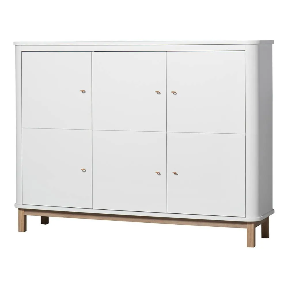Oliver Furniture White Multi-Storage 3-Door Oak Dresser