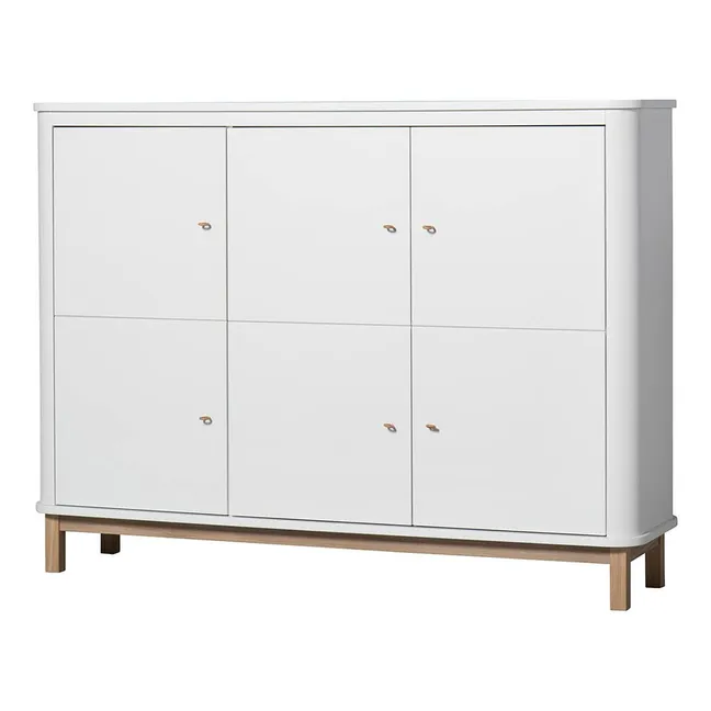 Armoire multi-rangement 3 portes en chêne | Blanc