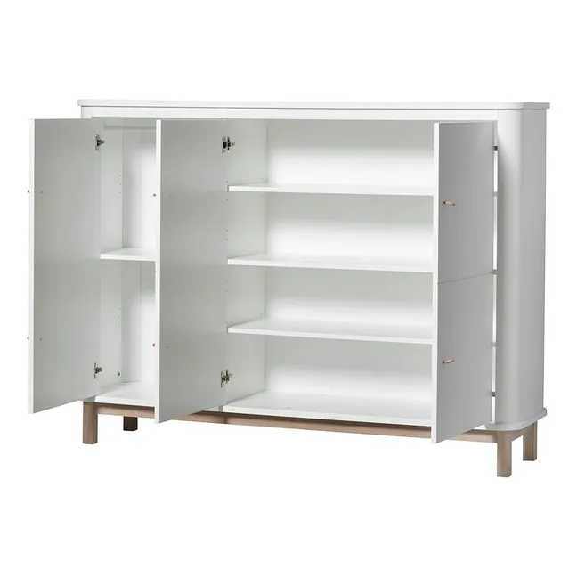 Armoire multi-rangement 3 portes en chêne | Blanc