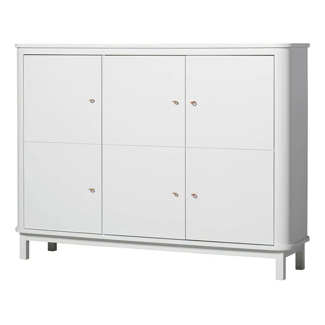 Armoire multi-rangement 3 portes en bouleau | Blanc