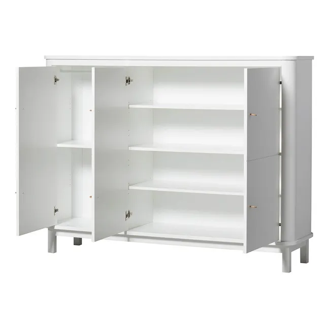 Armoire multi-rangement 3 portes en bouleau | Blanc