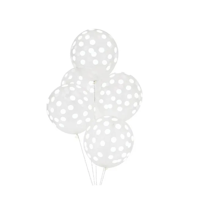 Globos confettis estampados blanco - Lote de 5 | Blanco