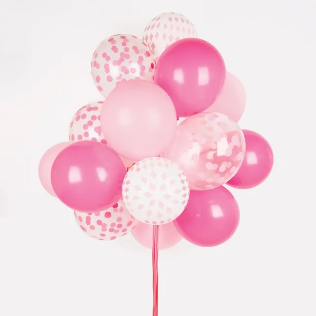 Ballons imprimés confettis - Lot de 5 | Rose