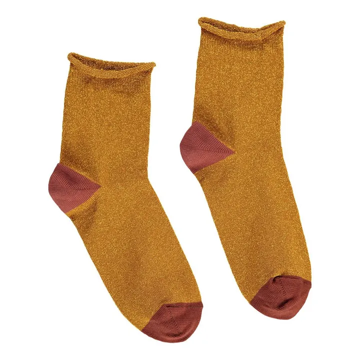 Zweifarbige Socken Lurex Priam  | Ocker- Produktbild Nr. 0