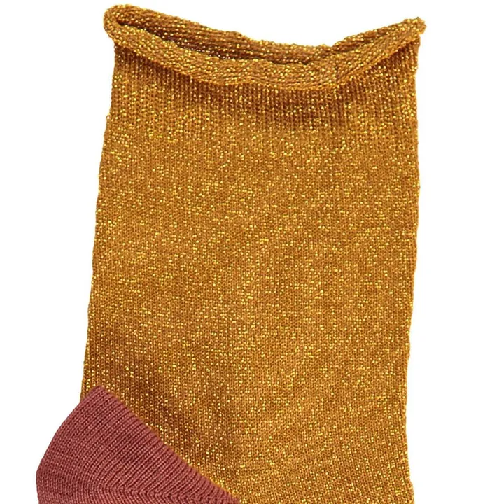 Zweifarbige Socken Lurex Priam  | Ocker- Produktbild Nr. 1
