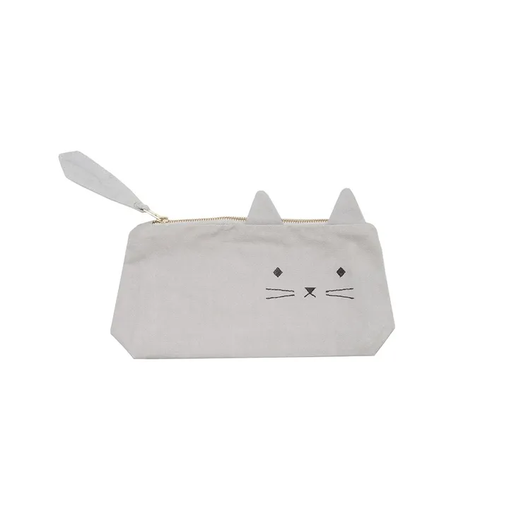 Mäppchen Katze aus Bio-Baumwolle - 22x12 cm  | Grau- Produktbild Nr. 0