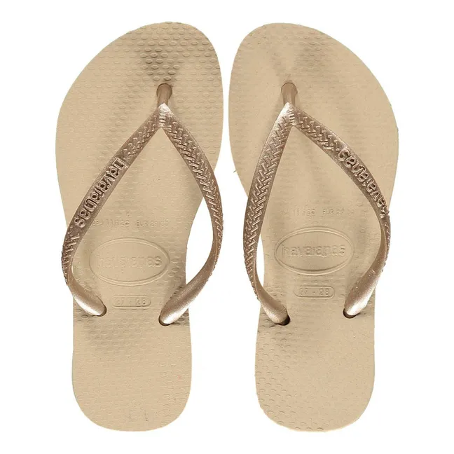 Narrow Flip Flops | Gold