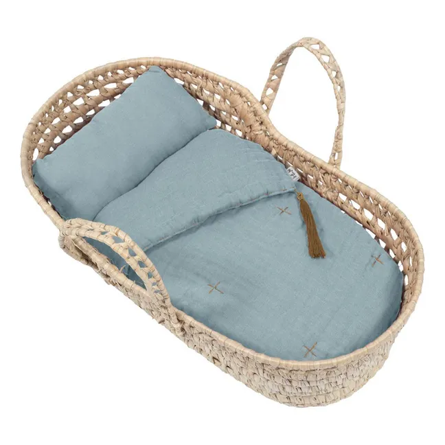 Doll's Moses Basket, Mattress and Bed Set | Sweet Blue S046