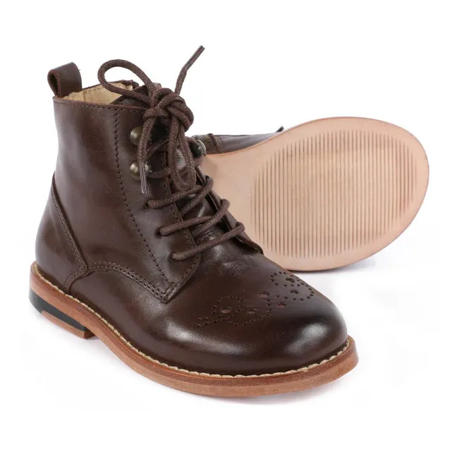 Buster Zipped Lace-Up Leather Ankle Boots | Brown